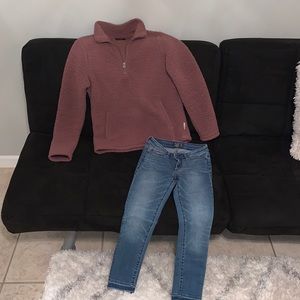 Abercrombie quarter zip fleece and jean outfit!